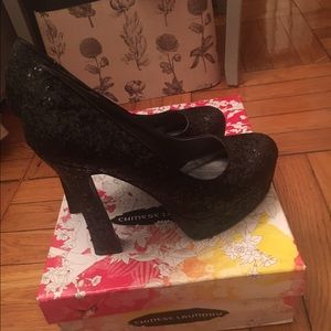 Glitter Black Heels