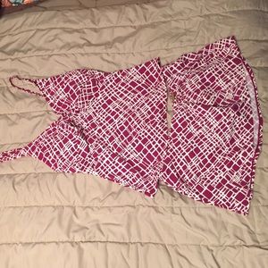 Jantzen Magenta and White Tankini Bathing Suit 8