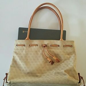 GENTLY USED DOONEY AND BOURKE LARGE TASSLE TOTE