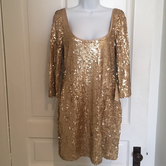 Gold sequin dress with keyhole back