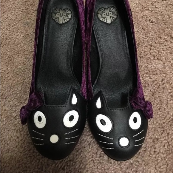 MODCLOTH TUK Meow Is The Time Purple Cat Heels - Picture 1 of 3