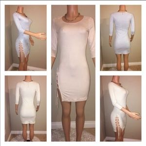 Side laced up suede dress