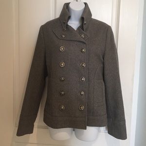 Gray wool military pea coat