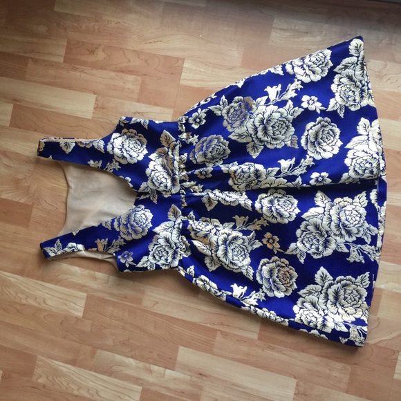 Blue and Gold Party Dress - Picture 2 of 3