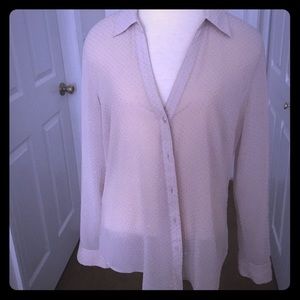 Sheer nude top with gold dots