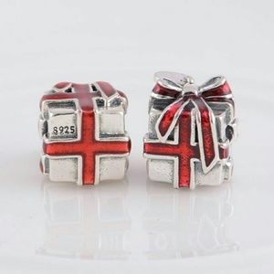 Pandora charm - Gift box (present) with red bow