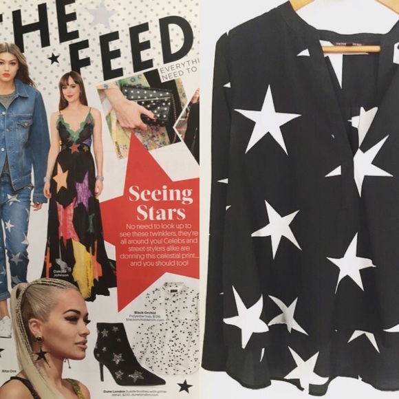 Victoria's Secret blouse in black with white stars