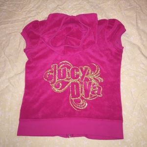 Juicy Couture Pink Velour Short Sleeve Track Top