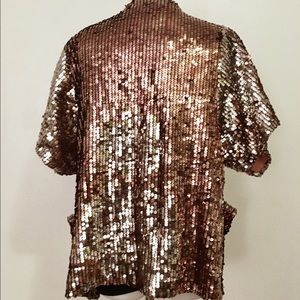 The Limited Jackets & Coats - The Limited Gold Sequin Jacket With Pockets The Limited Jackets & Coats - The Limited Gold Sequin Jacket With Pockets