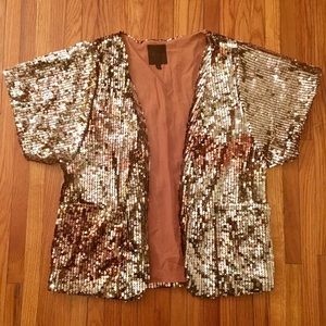 The Limited Jackets & Coats - The Limited Gold Sequin Jacket With Pockets The Limited Jackets & Coats - The Limited Gold Sequin Jacket With Pockets
