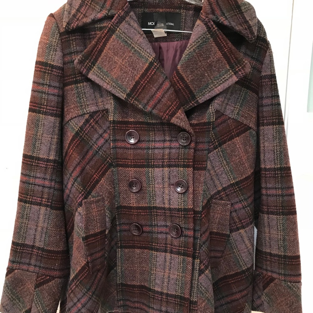 Fun Plaid Peacoat in Deep Jewel Colors
