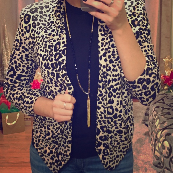 Print taupe and blk blazer