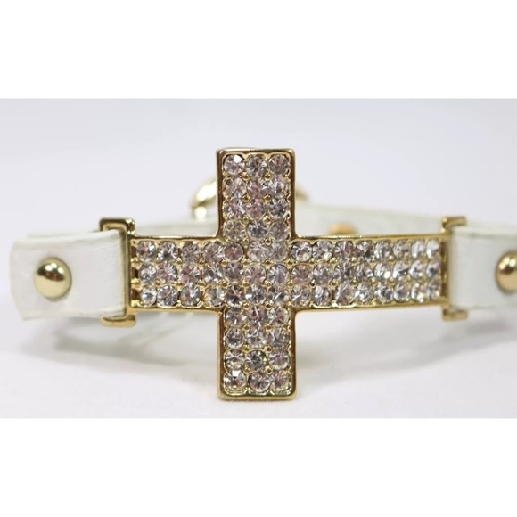 Leather cross snap bracelet