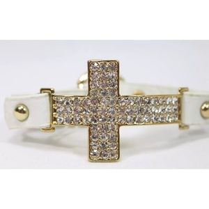 Leather cross snap bracelet