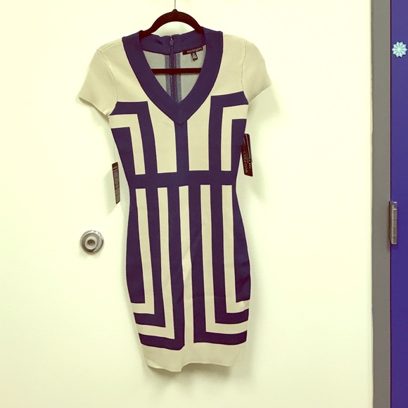 Blue & Beige Eva Longoria Dress