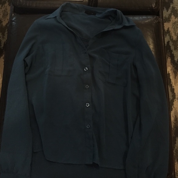 Blue Button Down Blouse - Picture 1 of 3