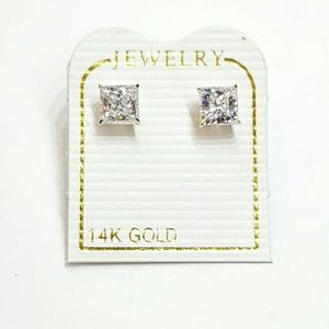 14k gold 5mm princess cut stud earrings