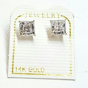 14k gold 6mm princess cut stud earrings