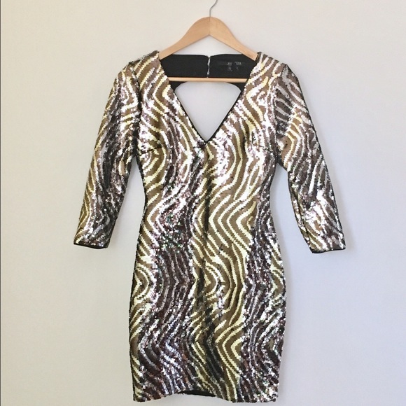Guess Sequin Animal Print Dress Black/Silver
