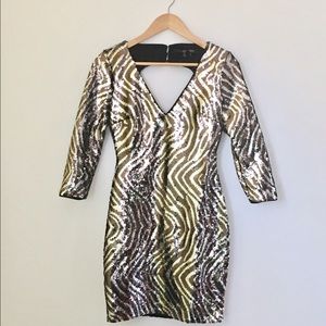 Guess Sequin Animal Print Dress Black/Silver