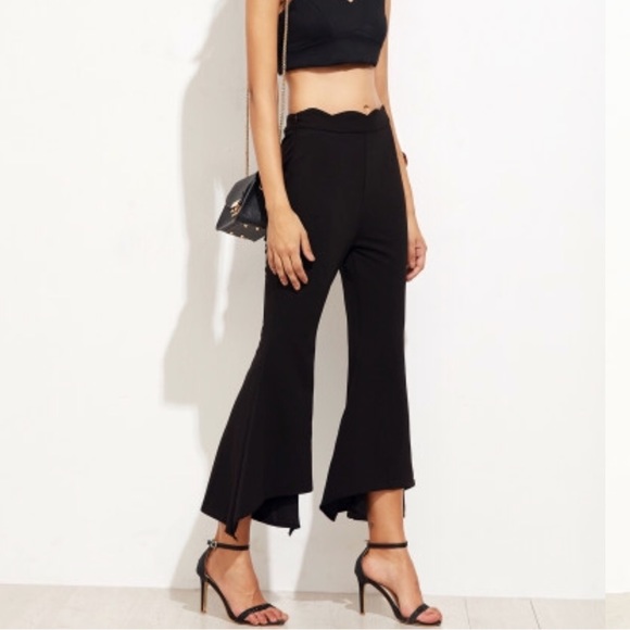 For Love and Lemons Pants - Black Scallop Asymmetrical pants