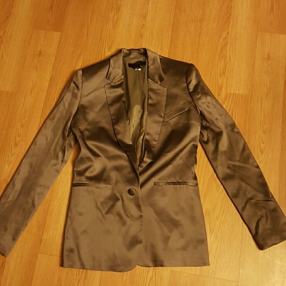 Silver/gray satin blazer. Body by Victoria