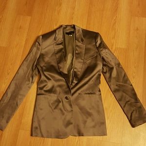 Silver/gray satin blazer. Body by Victoria