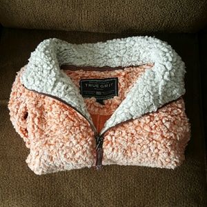 True Grit Sherpa Sweater Orange & White