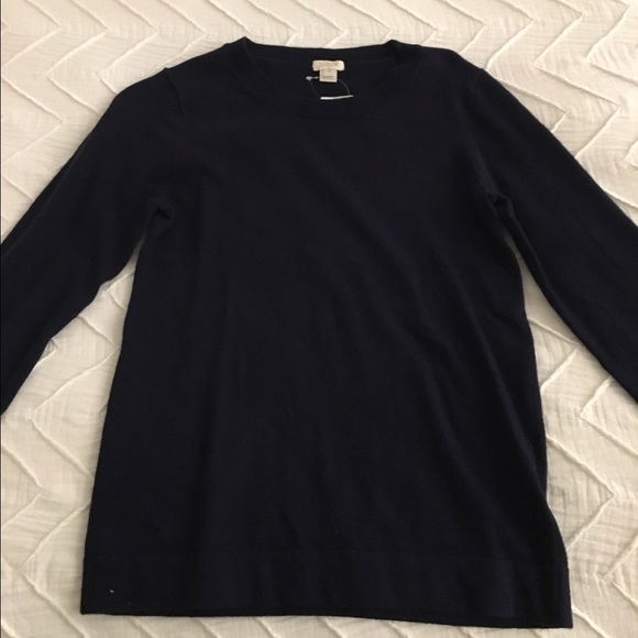 J. Crew Factory Cotton-Wool Teddie Sweater (navy)