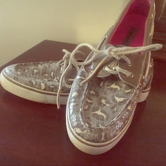 Sperry Top-sider like new sequin cheetah brownish