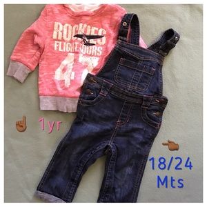 Girls overalls and sweater