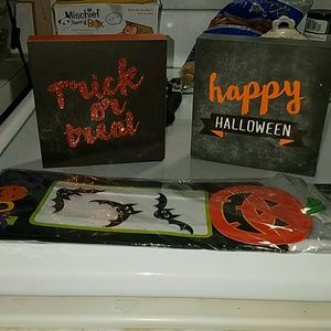 Halloween decorations and treat bags.
