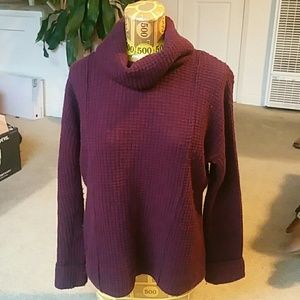 Merlot-colored turtleneck sweater