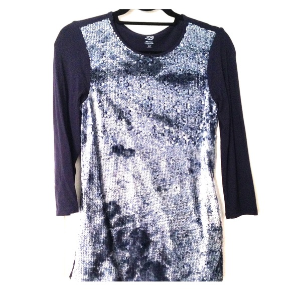 Joe Fresh blue sequined top. Glam your basics!
