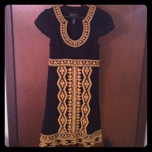 Black & gold threaded Aztec inspired dress.
