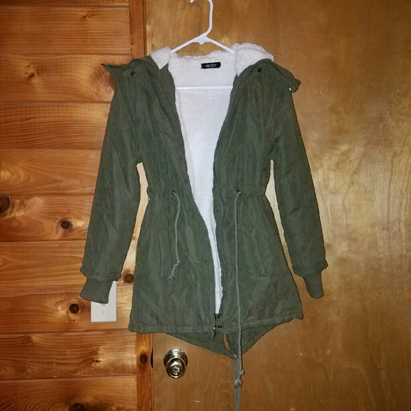 Fur lined green jacket