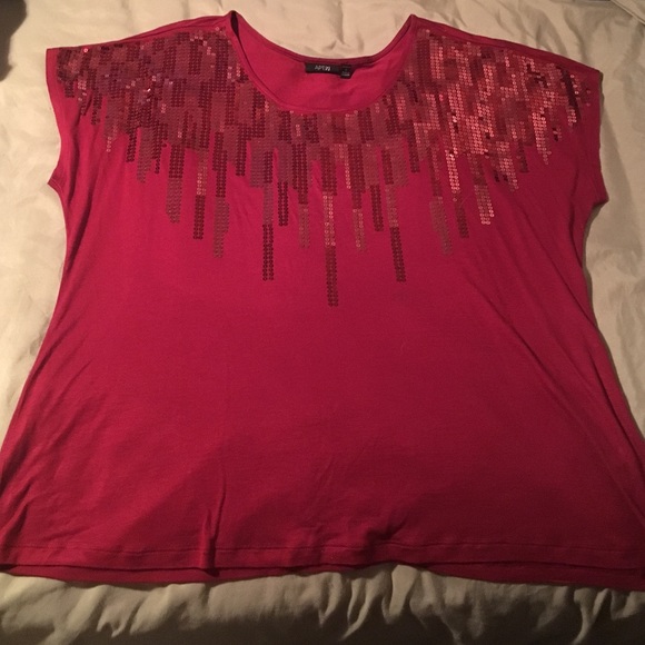 Festive sequined blouse cranberry color 1x