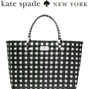 Kate Spade NY Black & White Check Large Tote NWT