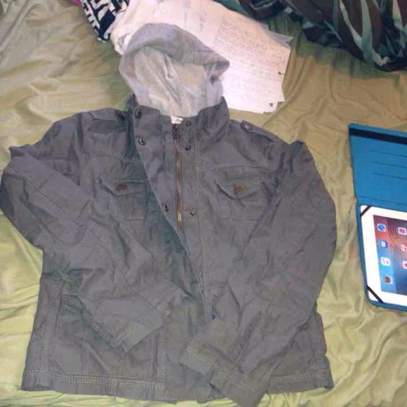 Hooded army green jacket