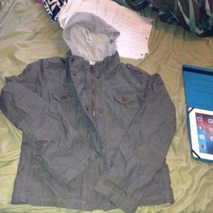 Hooded army green jacket