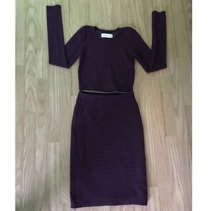 2 Piece A&F Long Sleeved Shirt High Waisted Skirt