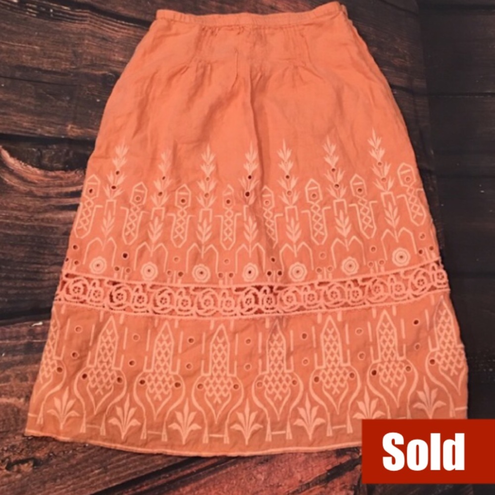 J. Jill 100% Linen Textured Accents Skirt #155B - Picture 1 of 4