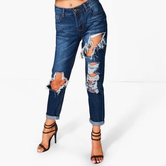 Brand New Low-Rise Dark Wash Boyfriend Jeans
