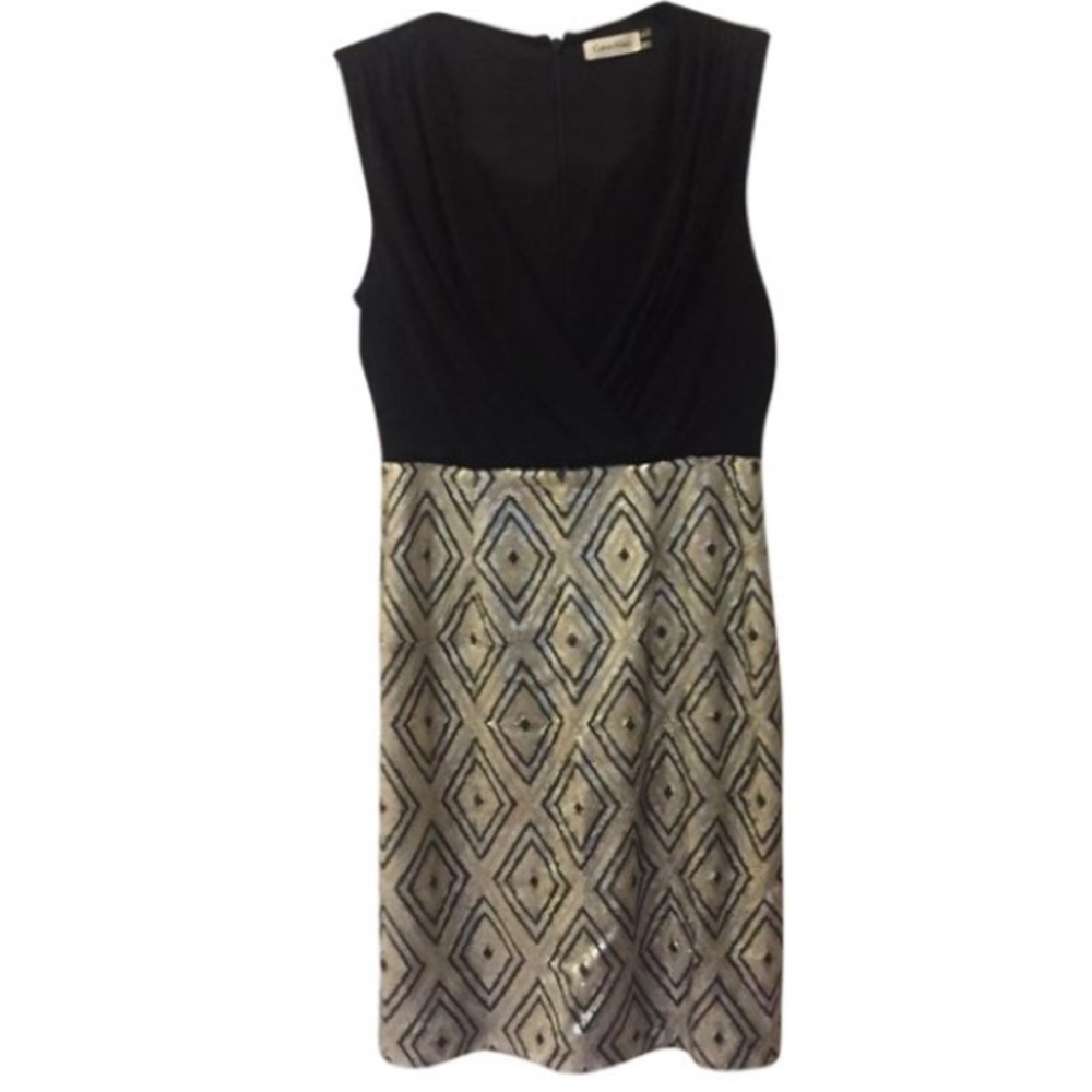 Sleeveless Black/Silver Sequin Cocktail Dress