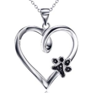 🐾STERLING SILVER🐾 HEART & PAW & BLACK CZs WOW!