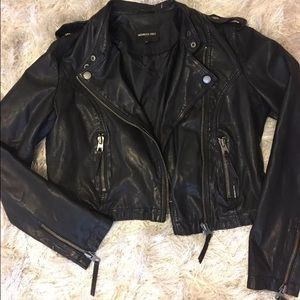 Members Only 100% Leather crop moto/biker jacket
