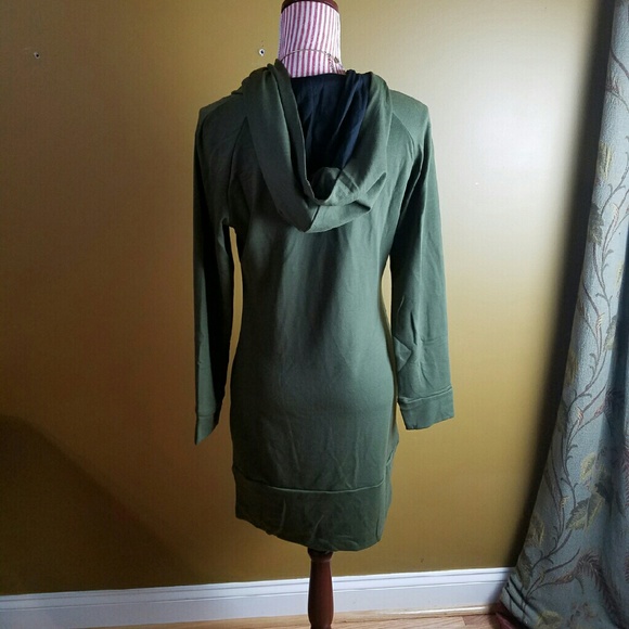 Green Sweatshirt Hoodie Dress - Picture 3 of 3