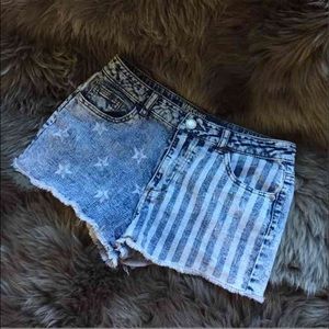 High Waisted American Flag Jeans Shorts