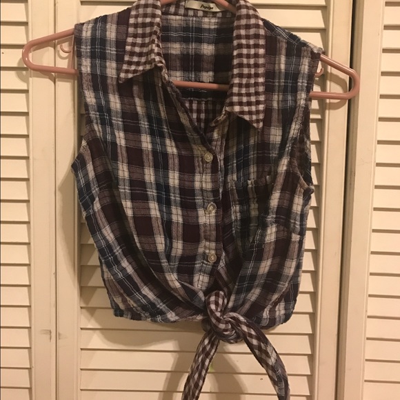 Papaya flannel crop top - Picture 1 of 4