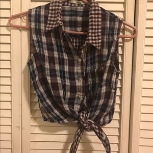 Papaya flannel crop top